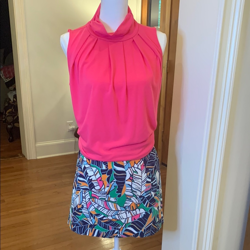 Hope & Harlow Colorful Leaf Print Mini Skort